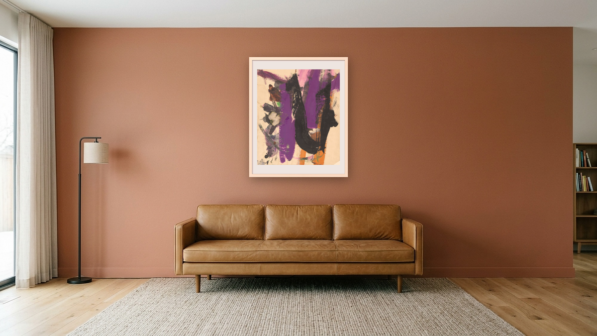 Untitled by Franz Kline, shown at 32 × 40 in (81.3 × 101.6 cm) in Ramino Opaque White, media room