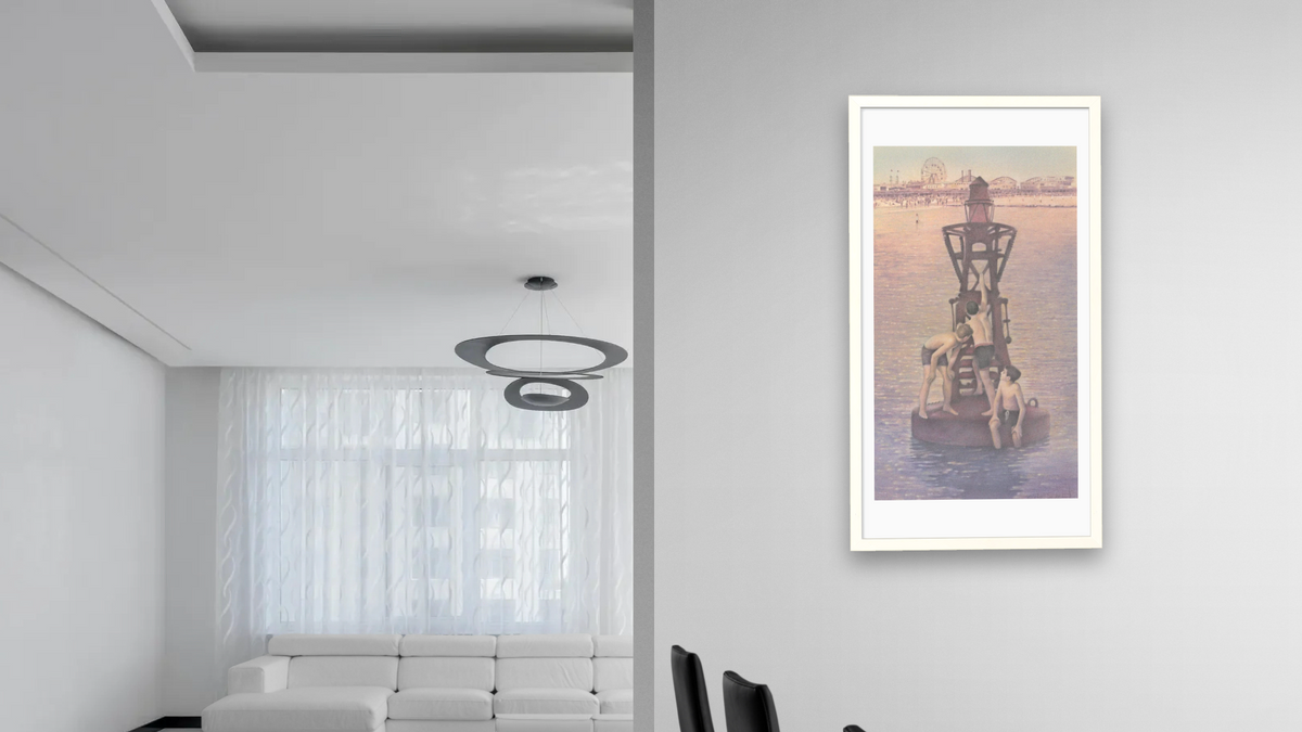Now and Then: Franklin Library by Kirsten Söderlind, shown at 20 × 40 in (50.8 × 101.6 cm) in Ramino Opaque White, dining