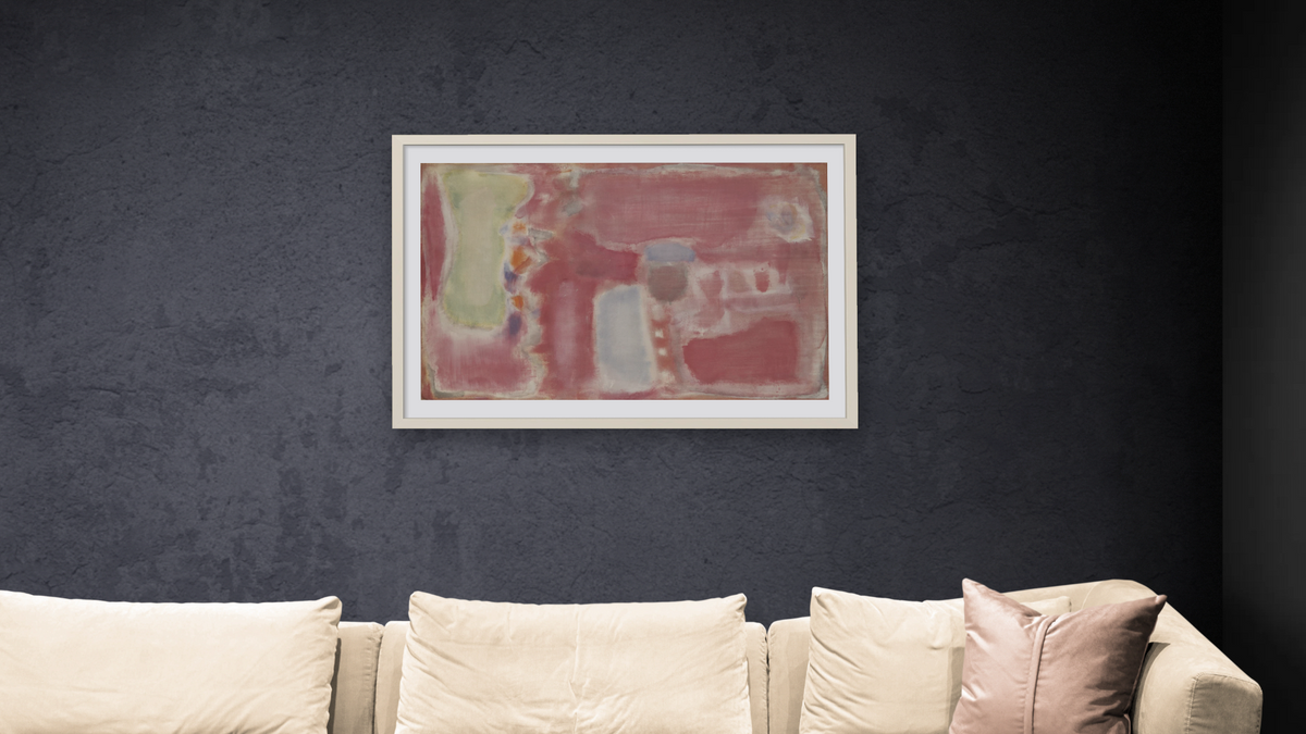 Untitled by Mark Rothko, shown at 28 × 42 in (71.1 × 106.7 cm) in Ramino Opaque White, living