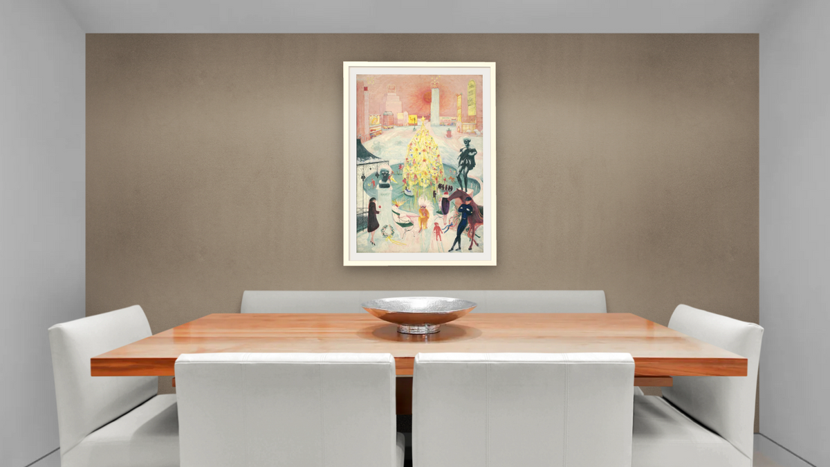 Christmas by Florine Stettheimer, shown at 28 × 42 in (71.1 × 106.7 cm) in Ramino Opaque White, dining