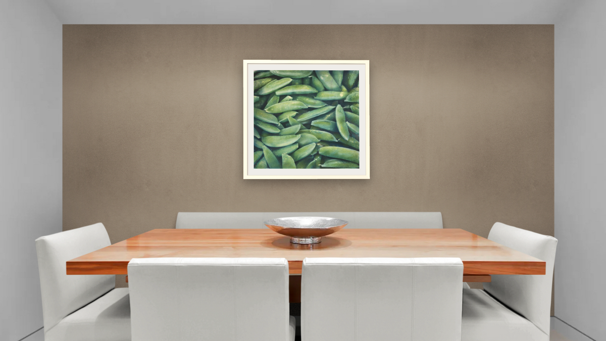 Peas by Kirsten Söderlind, shown at 32 × 32 in (81.3 × 81.3 cm) in Ramino Opaque White, dining
