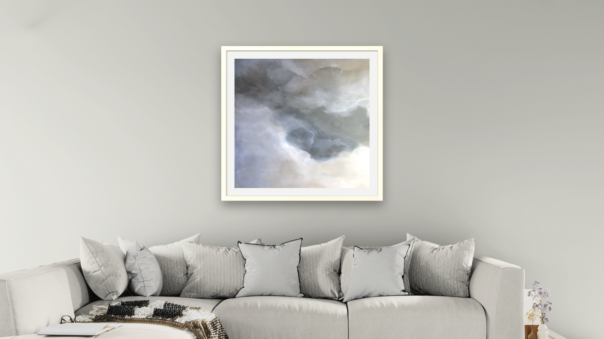 Above Set 1 by Dan Hobday, shown at 32 × 32 in (81.3 × 81.3 cm) in Ramino Opaque White, living