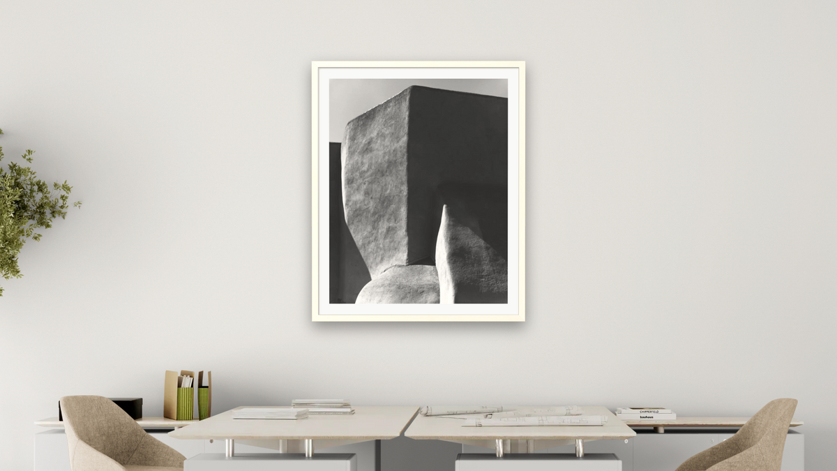 Sun, Shadow, and Adobe #1 by Gordon Osmundson, shown at 32 × 40 in (81.3 × 101.6 cm) in Ramino Opaque White, office