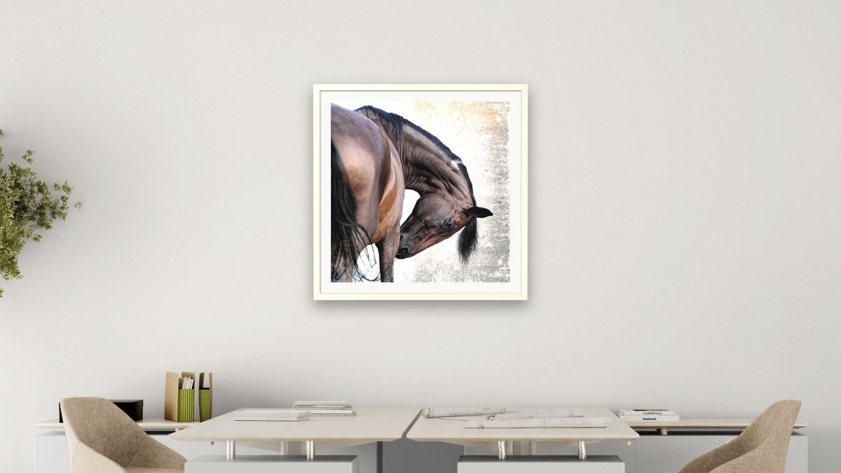 Rikki by Brandon Luther, shown at 32 × 32 in (81.3 × 81.3 cm) in Ramino Opaque White, office