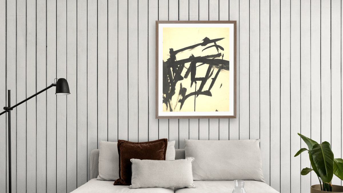 Untitled by Franz Kline, shown at 32 × 40 in (81.3 × 101.6 cm) in Arber Light Walnut, living