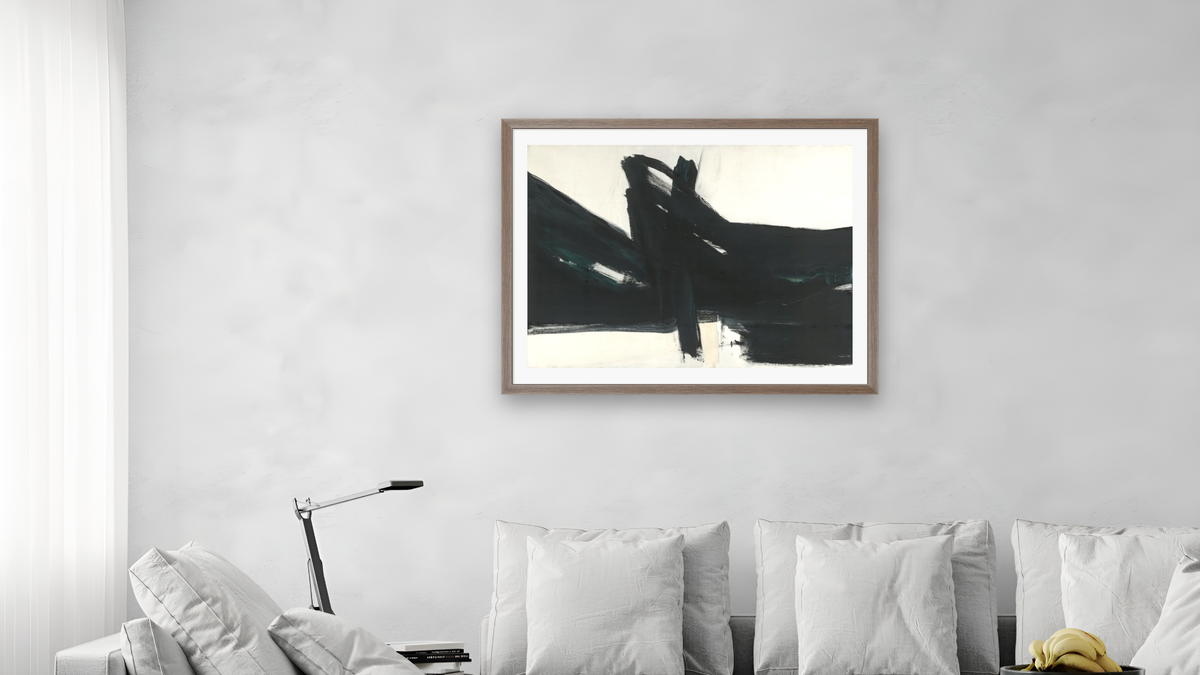 Ravenna by Franz Kline, shown at 30 × 40 in (76.2 × 101.6 cm) in Arber Light Walnut, living