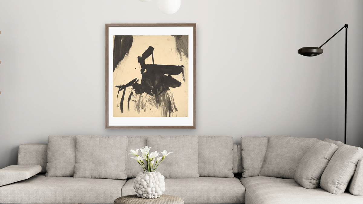 Untitled by Franz Kline, shown at 32 × 40 in (81.3 × 101.6 cm) in Arber Light Walnut, living