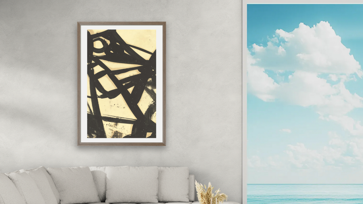 Untitled by Franz Kline, shown at 28 × 42 in (71.1 × 106.7 cm) in Arber Light Walnut, living