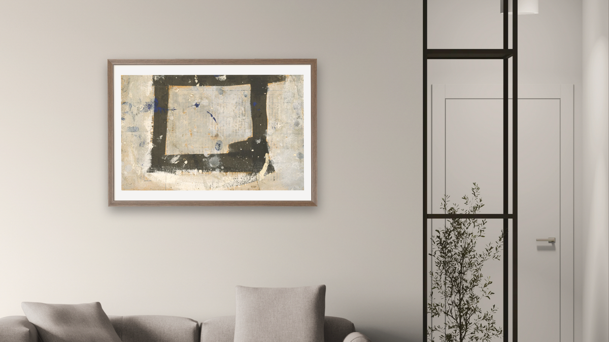 Untitled (Study for Wotan) by Franz Kline, shown at 28 × 42 in (71.1 × 106.7 cm) in Arber Light Walnut, living