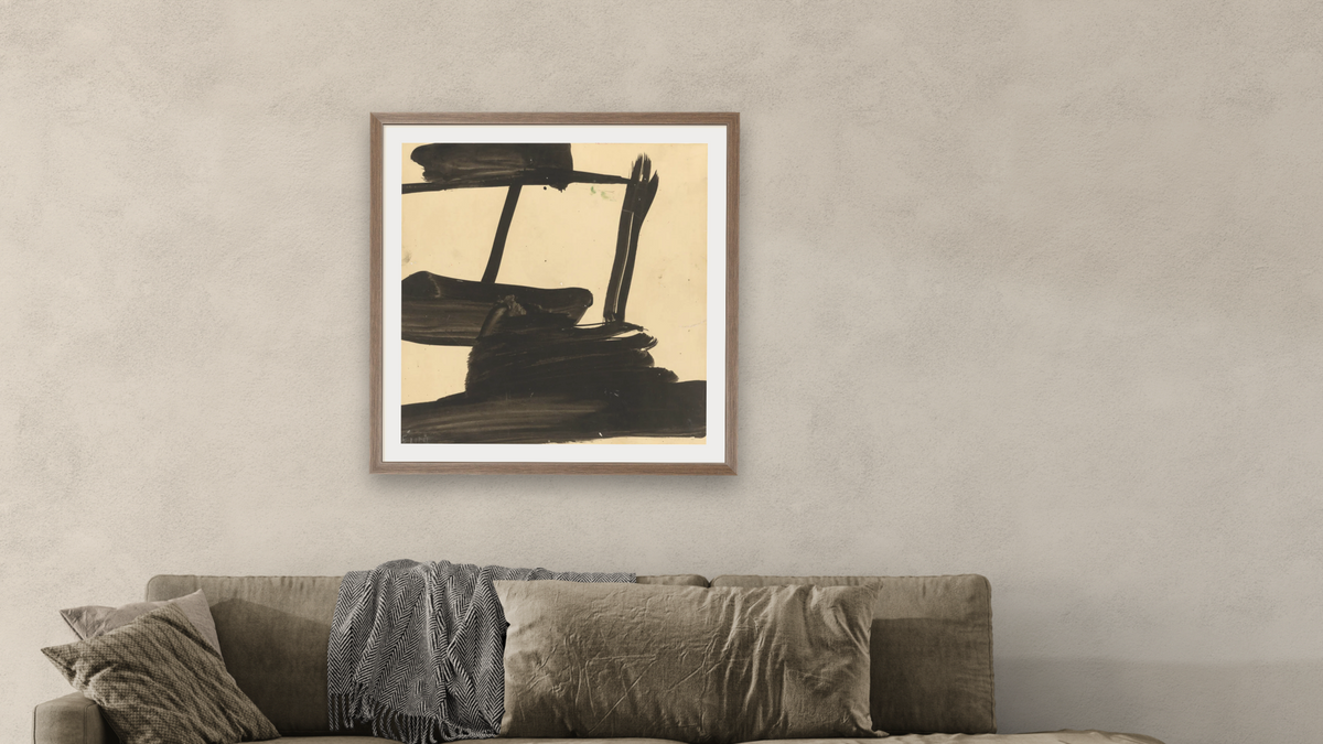 Study by Franz Kline, shown at 32 × 32 in (81.3 × 81.3 cm) in Arber Light Walnut, living