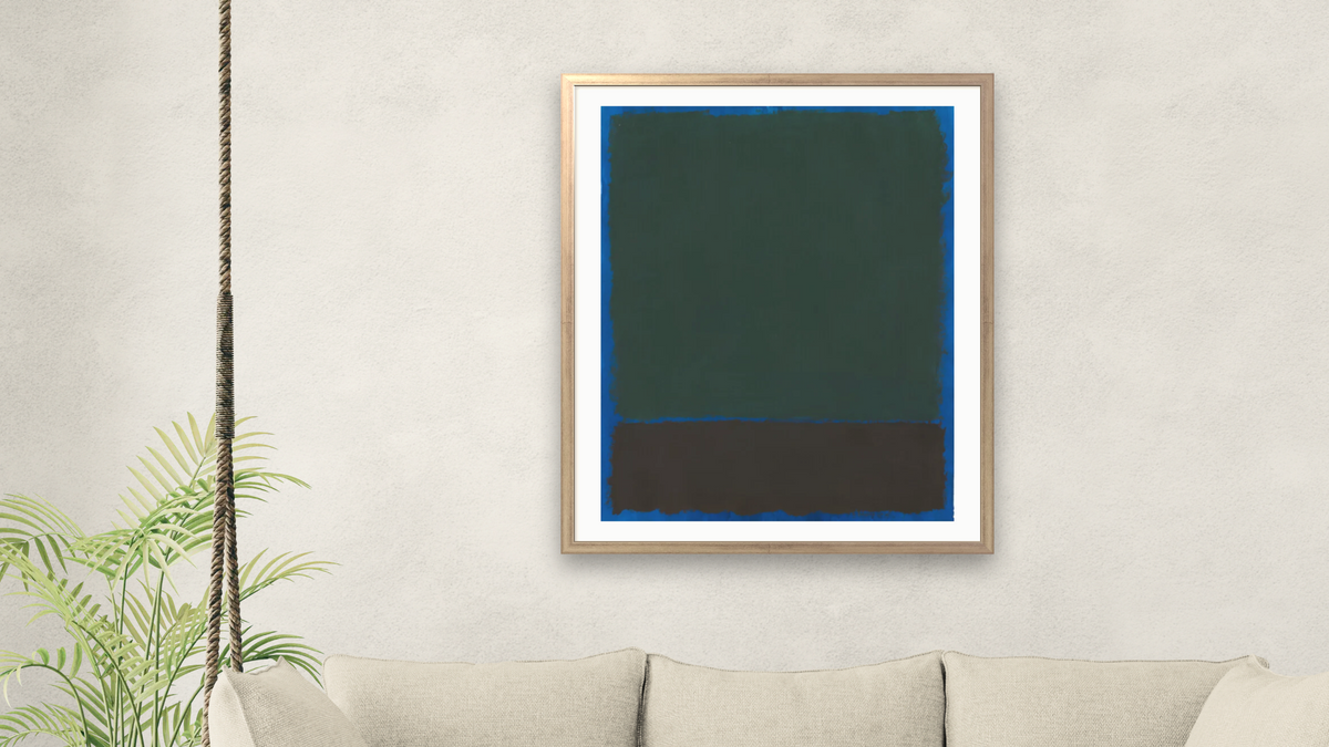 Untitled by Mark Rothko, shown at 32 × 40 in (81.3 × 101.6 cm) in Ramino Night Silver, living