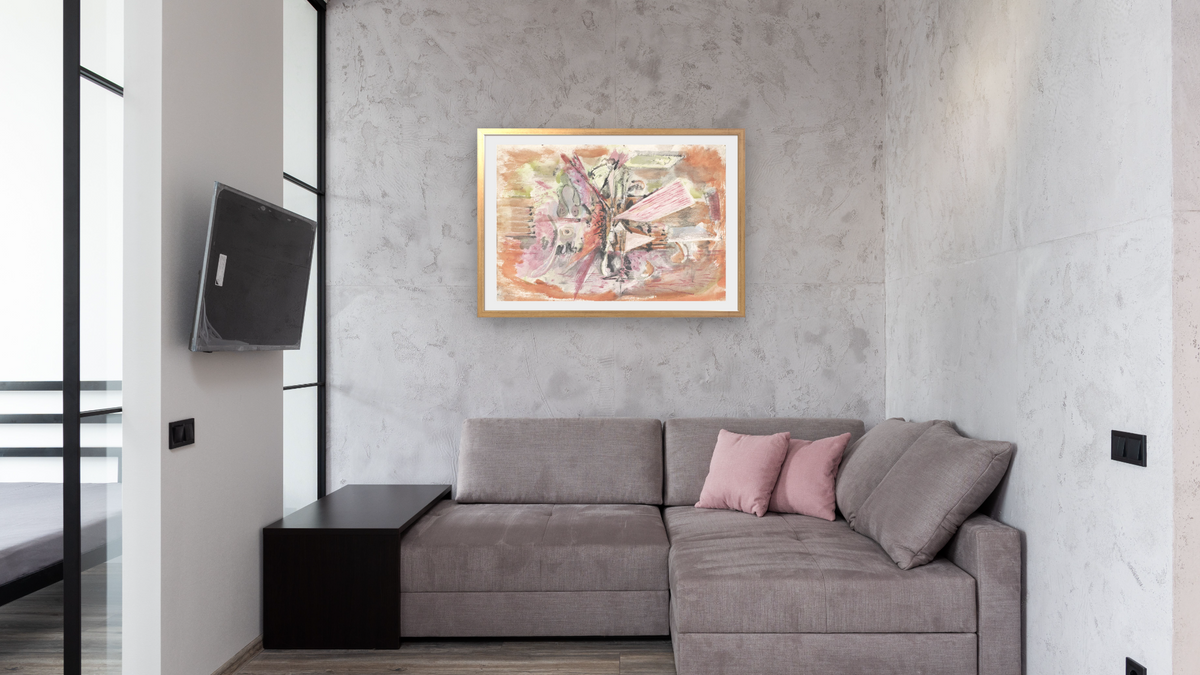 Untitled (verso) by Mark Rothko, shown at 28 × 42 in (71.1 × 106.7 cm) in Ramino Night Gold, media room