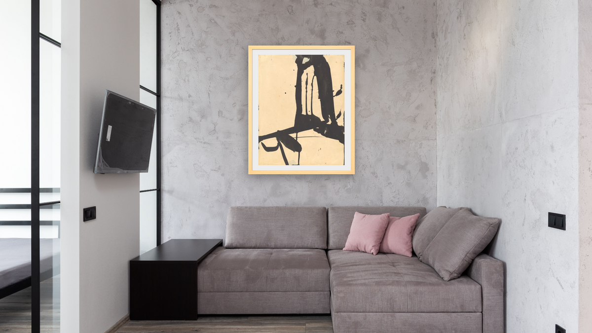 Untitled by Franz Kline, shown at 32 × 40 in (81.3 × 101.6 cm) in Arber American Maple, media room
