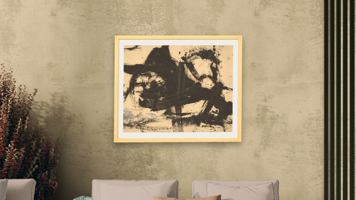 Untitled by Franz Kline, shown at 32 × 40 in (81.3 × 101.6 cm) in Arber American Maple, living