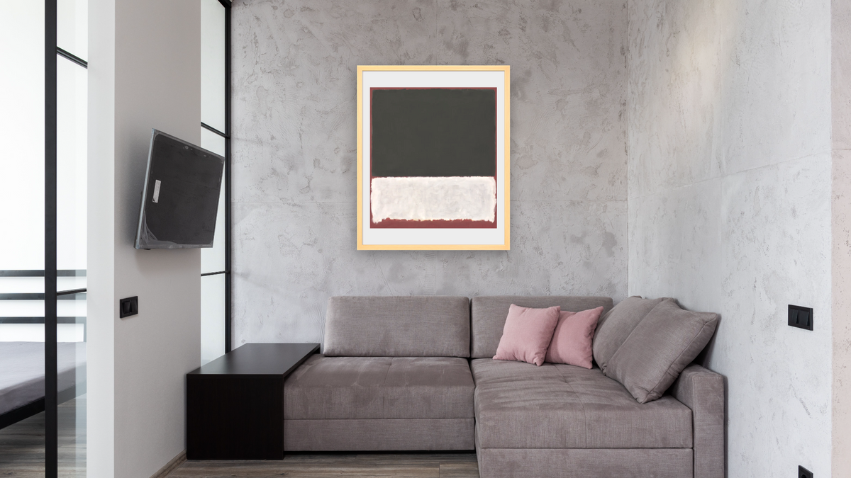 Untitled by Mark Rothko, shown at 32 × 40 in (81.3 × 101.6 cm) in Arber American Maple, media room