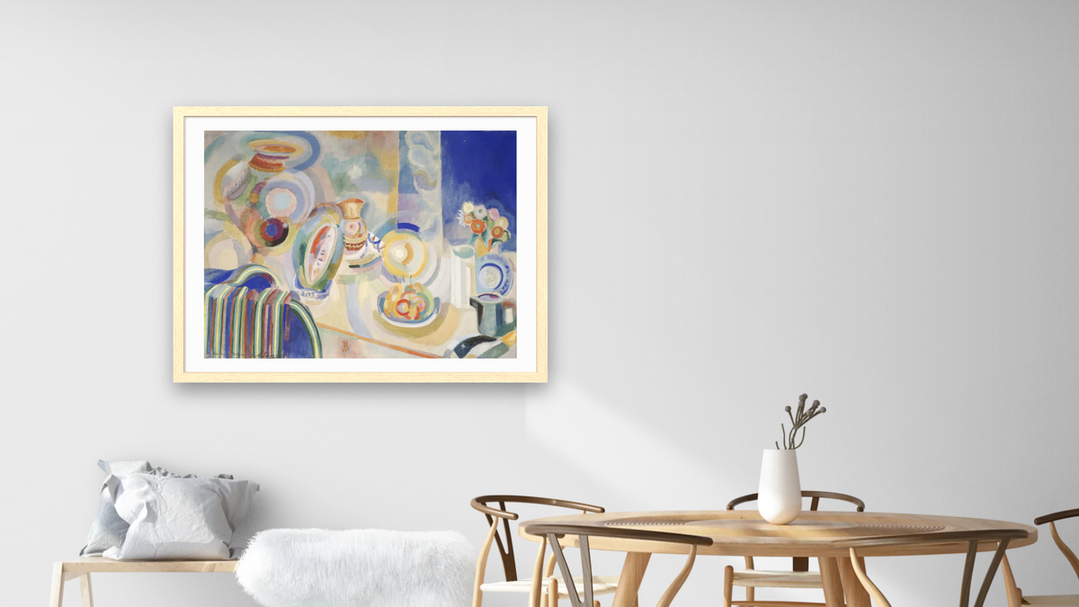 Portuguese Still Life by Robert Delaunay, shown at 30 × 40 in (76.2 × 101.6 cm) in Arber Natural, dining
