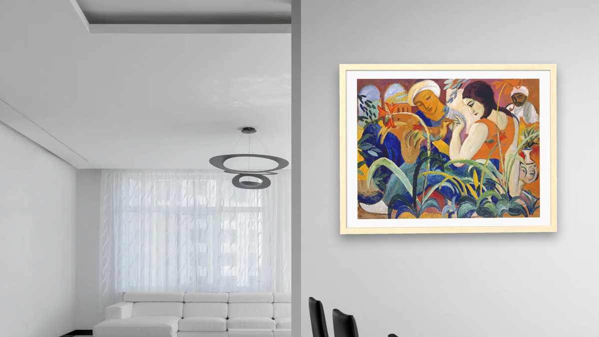 Eastern Women by August Macke, shown at 30 × 40 in (76.2 × 101.6 cm) in Arber Natural, dining