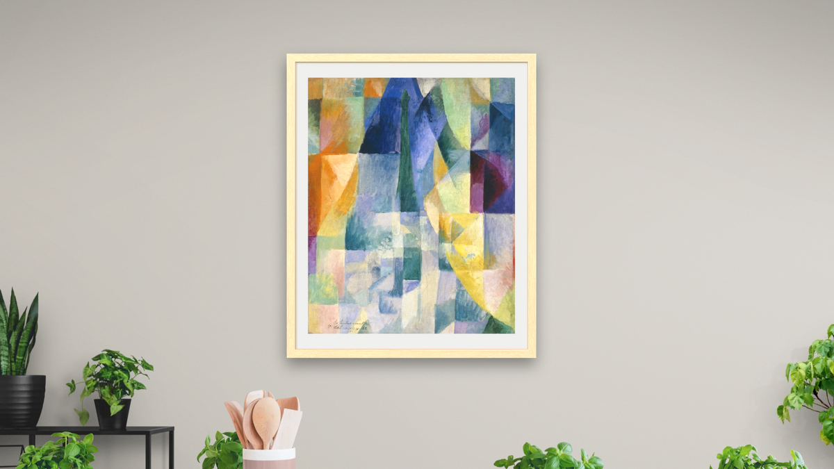 Simultaneous Windows (2nd Motif, 1st Part) (Les Fenetres simultanees [2e motif, 1re partie]) by Robert Delaunay, shown at 32 × 40 in (81.3 × 101.6 cm) in Arber Natural, dining