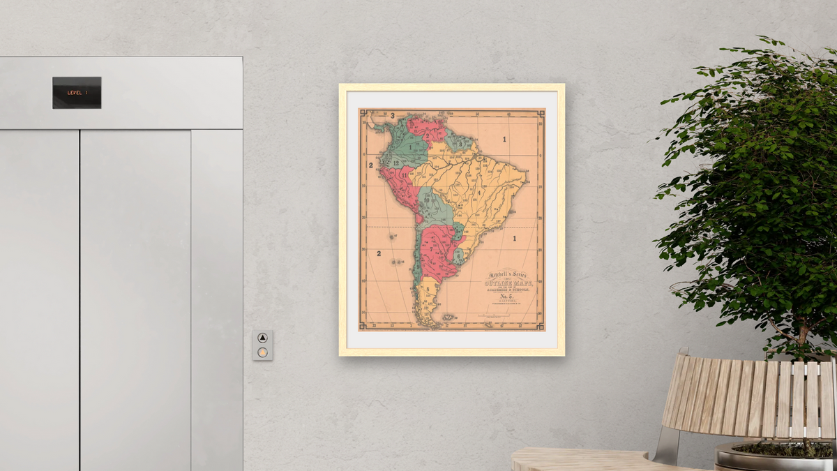 South America, shown at 32 × 40 in (81.3 × 101.6 cm) in Arber Natural, office