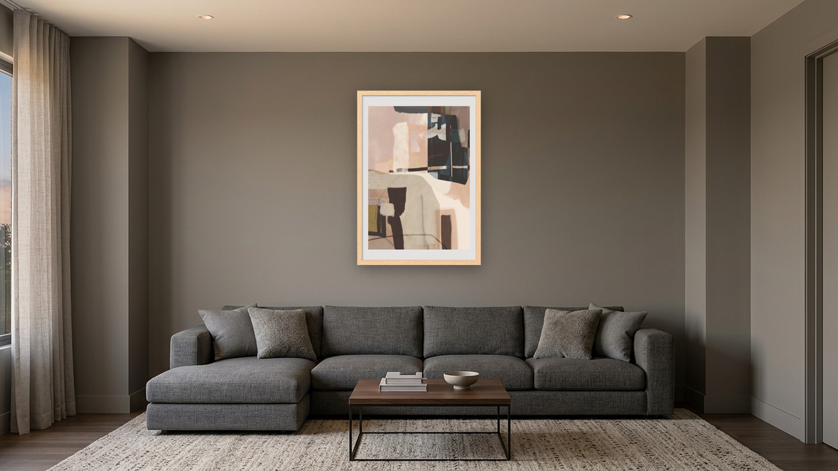 Automate by Dan Hobday, shown at 28 × 42 in (71.1 × 106.7 cm) in Arber Natural, media room