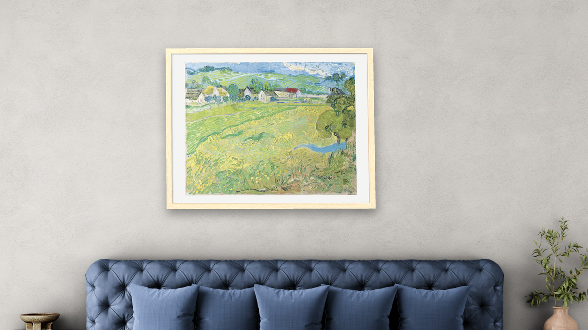 Les Vessenots a Auvers by Vincent van Gogh, shown at 32 × 40 in (81.3 × 101.6 cm) in Arber Natural, bedroom