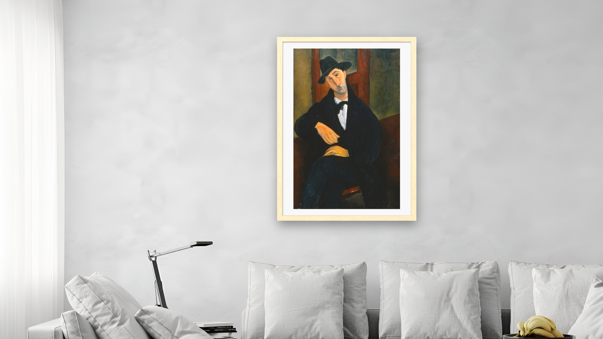 Portrait of Mario by Amedeo Modigliani, shown at 28 × 42 in (71.1 × 106.7 cm) in Arber Natural, living