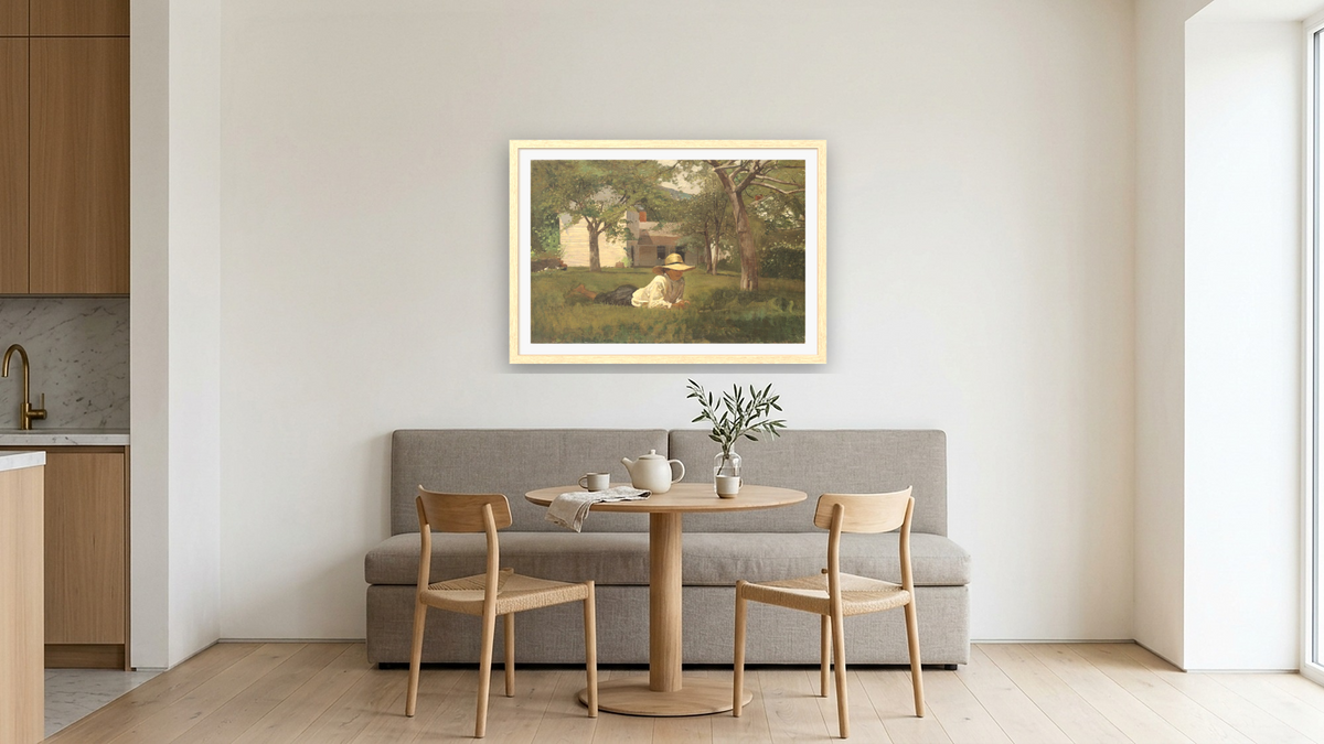 The Nooning by Winslow Homer, shown at 28 × 42 in (71.1 × 106.7 cm) in Arber Natural, kitchen