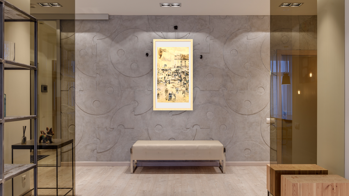 European Street Scene by Maurice Brazil Prendergast, shown at 20 × 40 in (50.8 × 101.6 cm) in Arber Natural, hallway