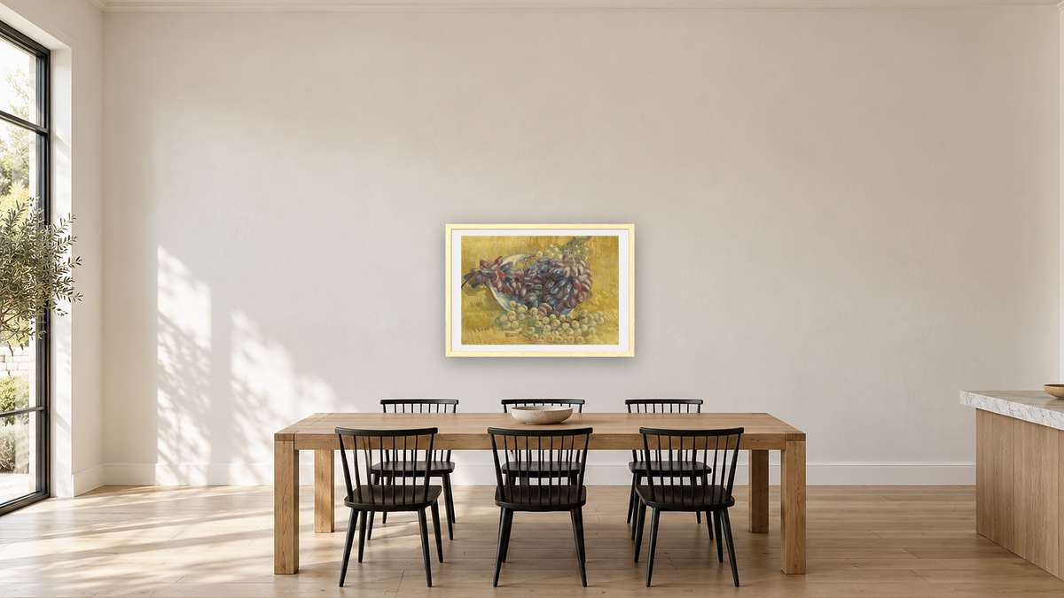 Grapes by Vincent van Gogh, shown at 28 × 42 in (71.1 × 106.7 cm) in Arber Natural, kitchen