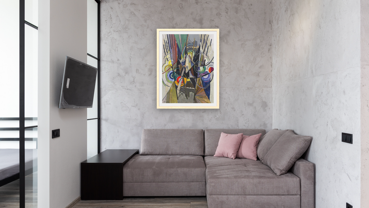 On Brooklyn Bridge by Albert Gleizes, shown at 30 × 40 in (76.2 × 101.6 cm) in Arber Natural, media room