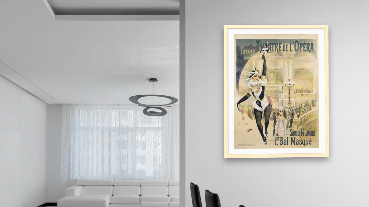 Theatre de l'Opera Poster by Henri Gray, shown at 30 × 40 in (76.2 × 101.6 cm) in Arber Natural, dining