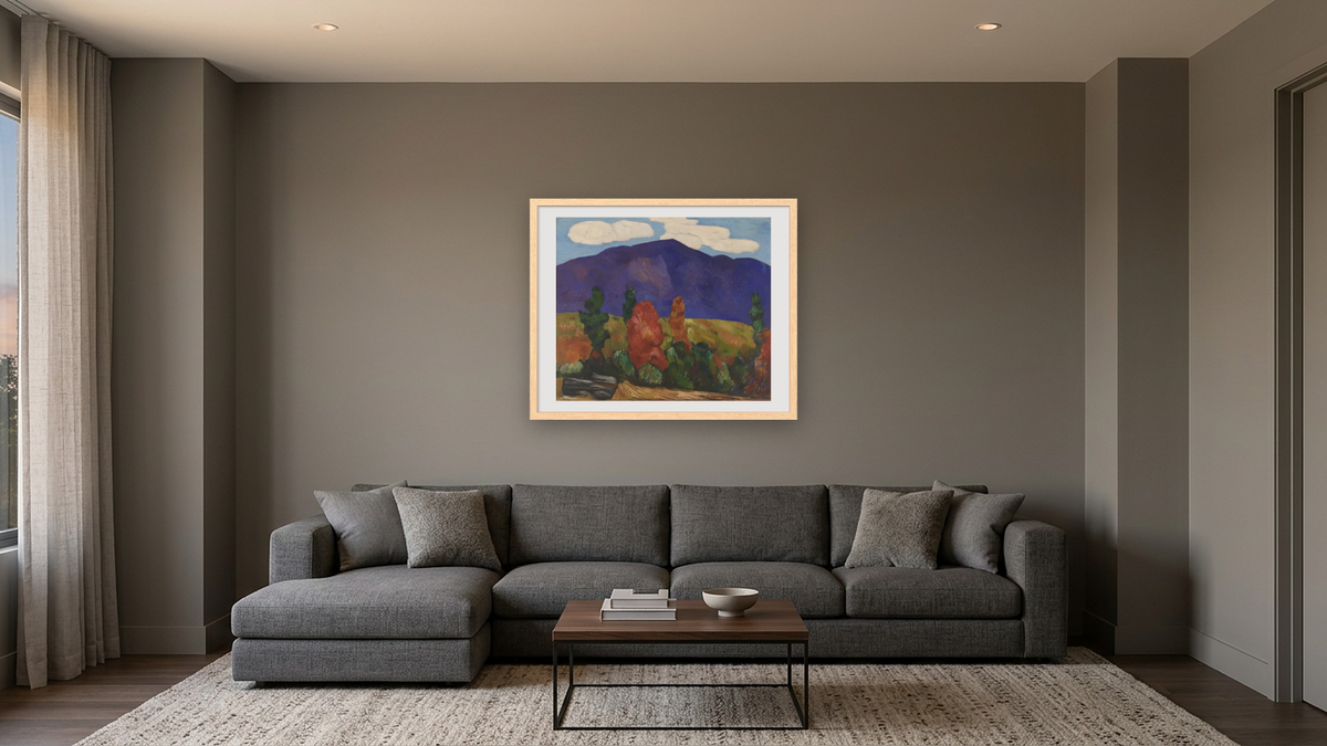 Franconia Notch (Mt. Lafayette, Franconia Notch, N.H.) by Marsden Hartley, shown at 32 × 40 in (81.3 × 101.6 cm) in Arber Natural, media room