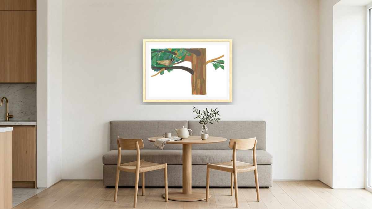 Tico and the Golden Wings by Leo Lionni, shown at 28 × 42 in (71.1 × 106.7 cm) in Arber Natural, kitchen