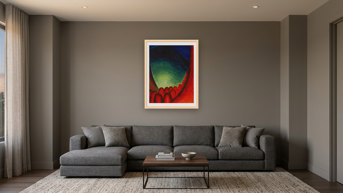 No. 20—Special by Georgia O'Keeffe, shown at 30 × 40 in (76.2 × 101.6 cm) in Arber Natural, media room