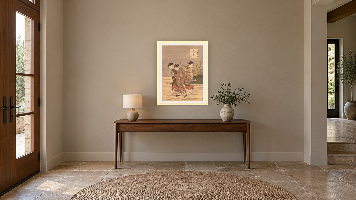 The Jewel River at Ide by Suzuki Harunobu, shown at 30 × 40 in (76.2 × 101.6 cm) in Arber Natural, hallway