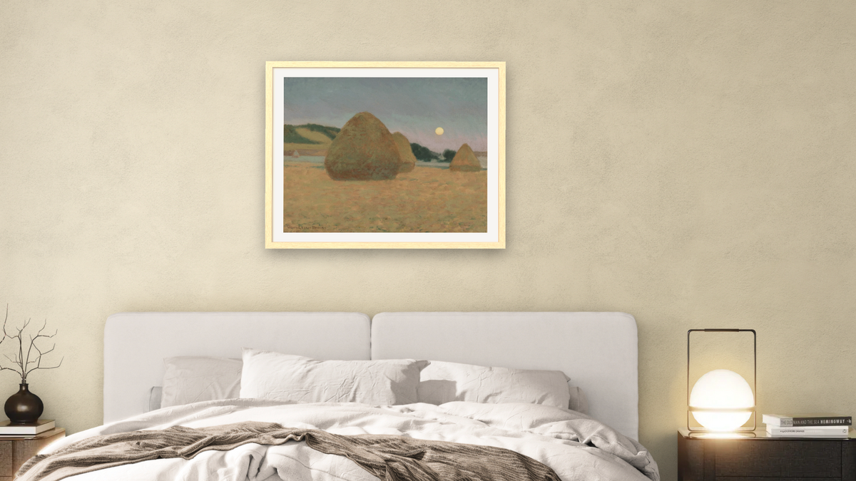 Studies of an Autumn Day by John Leslie Breck, shown at 32 × 40 in (81.3 × 101.6 cm) in Arber Natural, bedroom