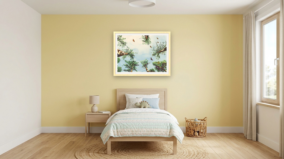 Monarch Migration by Alexis Rockman, shown at 30 × 40 in (76.2 × 101.6 cm) in Arber Natural, kids' room