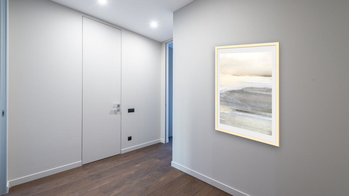 Land 3 by Dan Hobday, shown at 28 × 42 in (71.1 × 106.7 cm) in Arber Natural, hallway