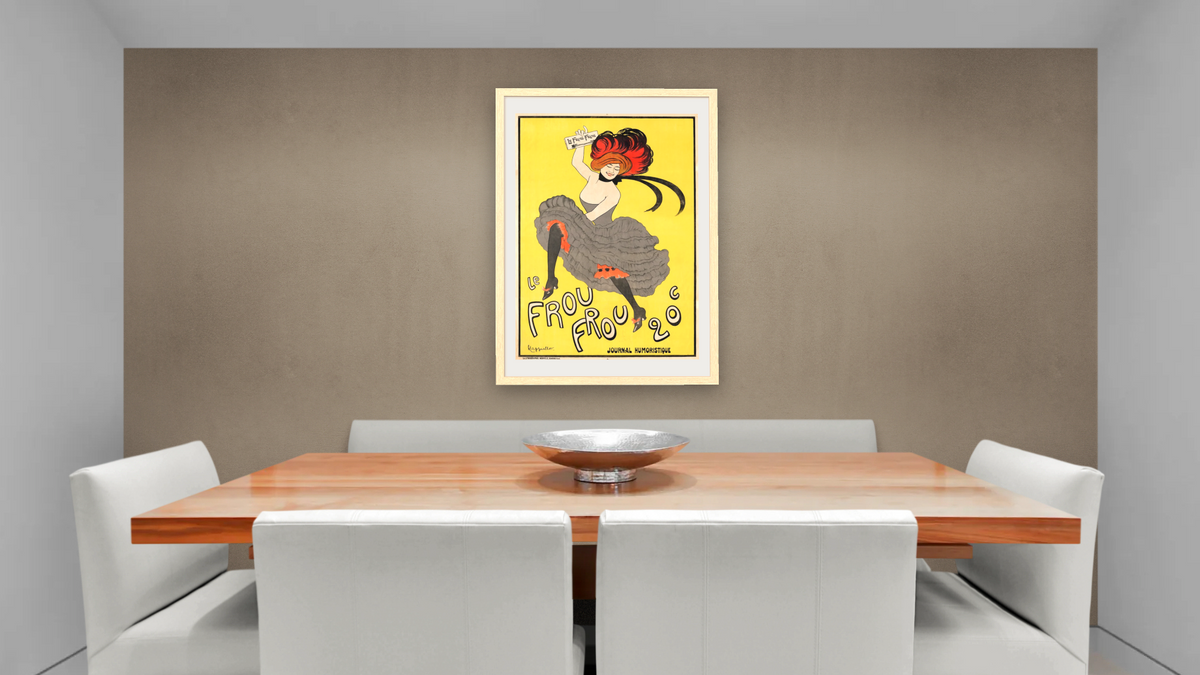 Le Frou Frou by Leonetto Cappiello, shown at 28 × 42 in (71.1 × 106.7 cm) in Arber Natural, dining