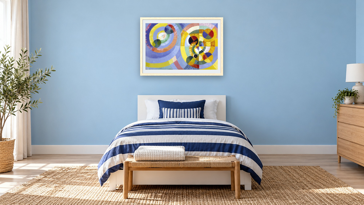 Circular Forms (Formes circulaires) by Robert Delaunay, shown at 28 × 42 in (71.1 × 106.7 cm) in Arber Natural, kids' room