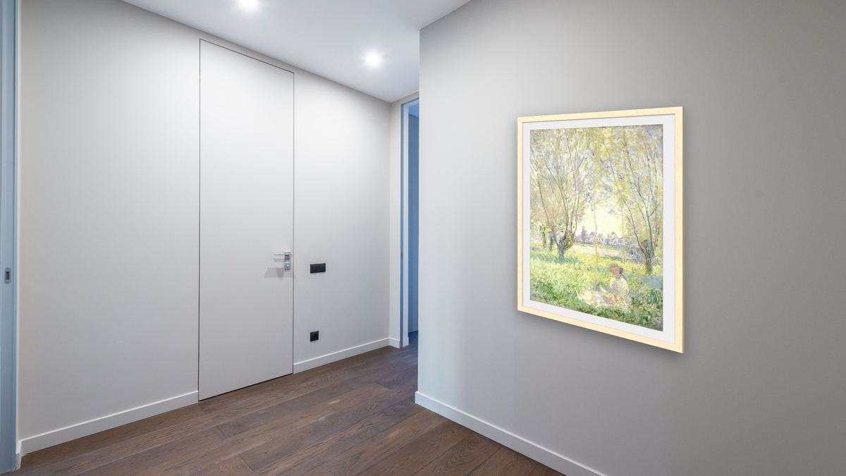 Woman Seated under the Willows by Claude Monet, shown at 30 × 40 in (76.2 × 101.6 cm) in Arber Natural, hallway