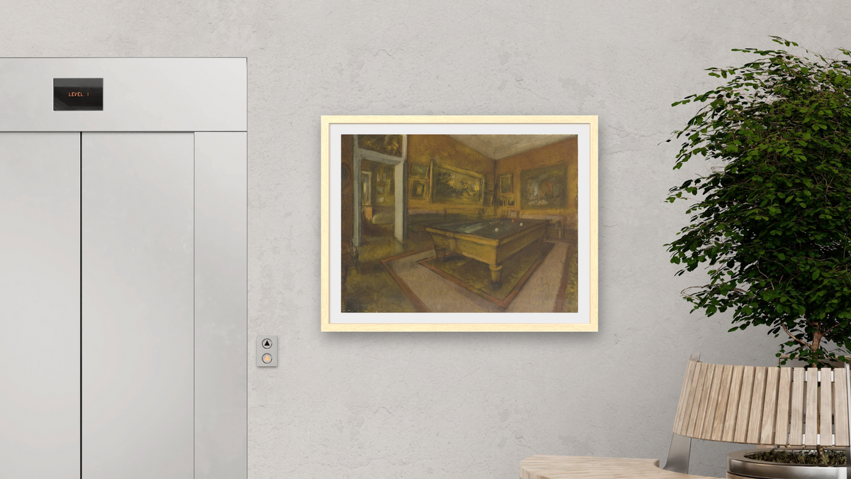 Billiard Room at Me_nil-Hubert by Edgar Degas, shown at 30 × 40 in (76.2 × 101.6 cm) in Arber Natural, office