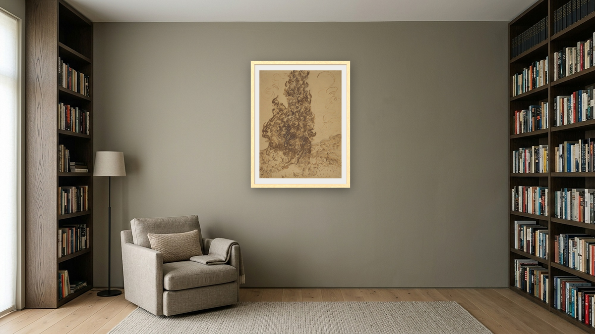 Cypresses (Les Cyprès) by Vincent van Gogh, shown at 30 × 40 in (76.2 × 101.6 cm) in Arber Natural, library