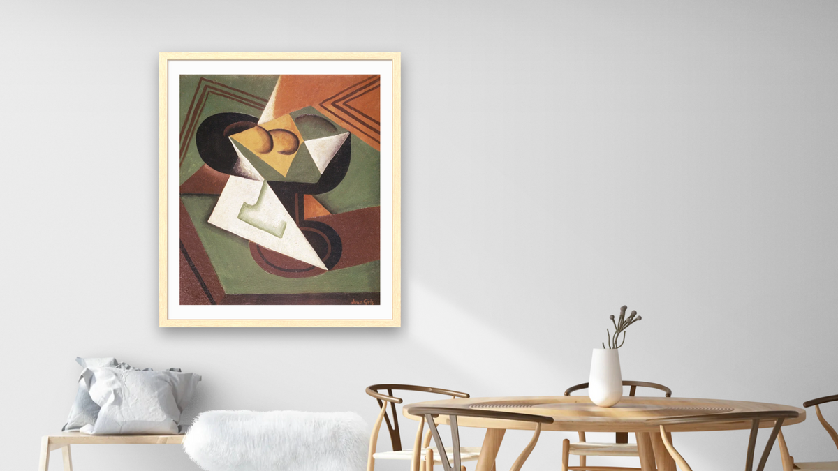 The Fruit Bowl by Juan Gris, shown at 32 × 40 in (81.3 × 101.6 cm) in Arber Natural, dining