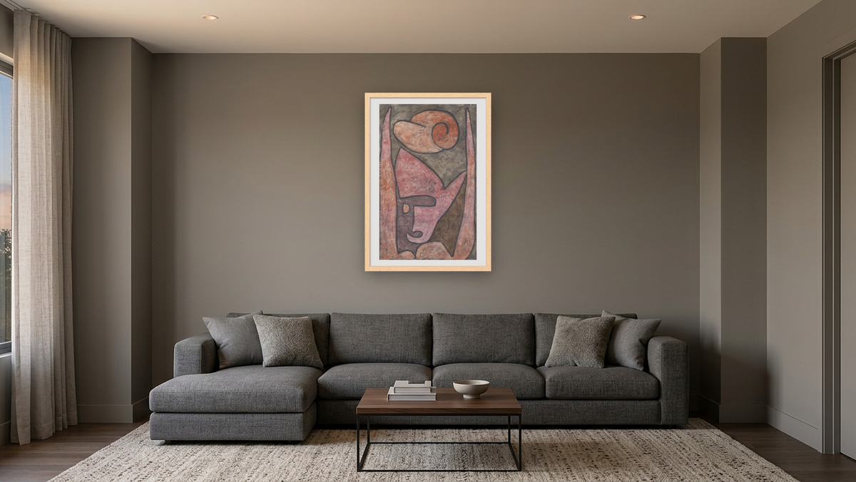 Fire Spirit, 1939 by Paul Klee, shown at 28 × 42 in (71.1 × 106.7 cm) in Arber Natural, media room
