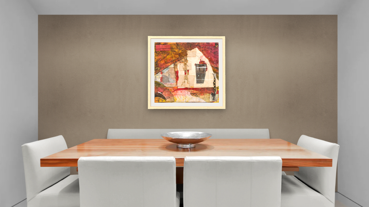 Revealed in the Bones by Dobee Snowber, shown at 32 × 32 in (81.3 × 81.3 cm) in Arber Natural, dining