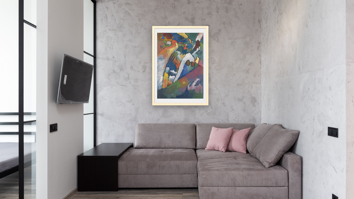 Improvisation No. 7 (Storm) by Wassily Kandinsky, shown at 28 × 42 in (71.1 × 106.7 cm) in Arber Natural, media room