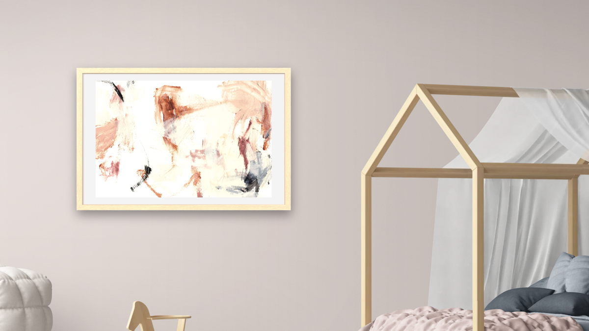 Reason by Dan Hobday, shown at 28 × 42 in (71.1 × 106.7 cm) in Arber Natural, bedroom
