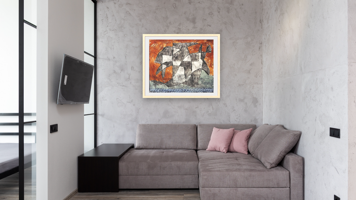 Lake Ghost by Paul Klee, shown at 32 × 40 in (81.3 × 101.6 cm) in Arber Natural, media room