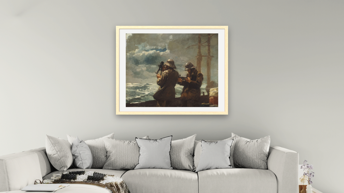 Eight Bells by Winslow Homer, shown at 32 × 40 in (81.3 × 101.6 cm) in Arber Natural, living